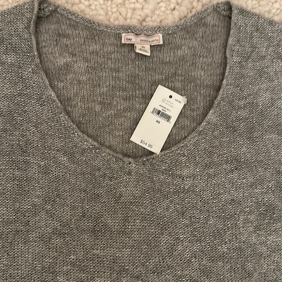Sparkly Scoop Neck Circle Hem Grey Lightweight Sweater - Picture 3 of 10